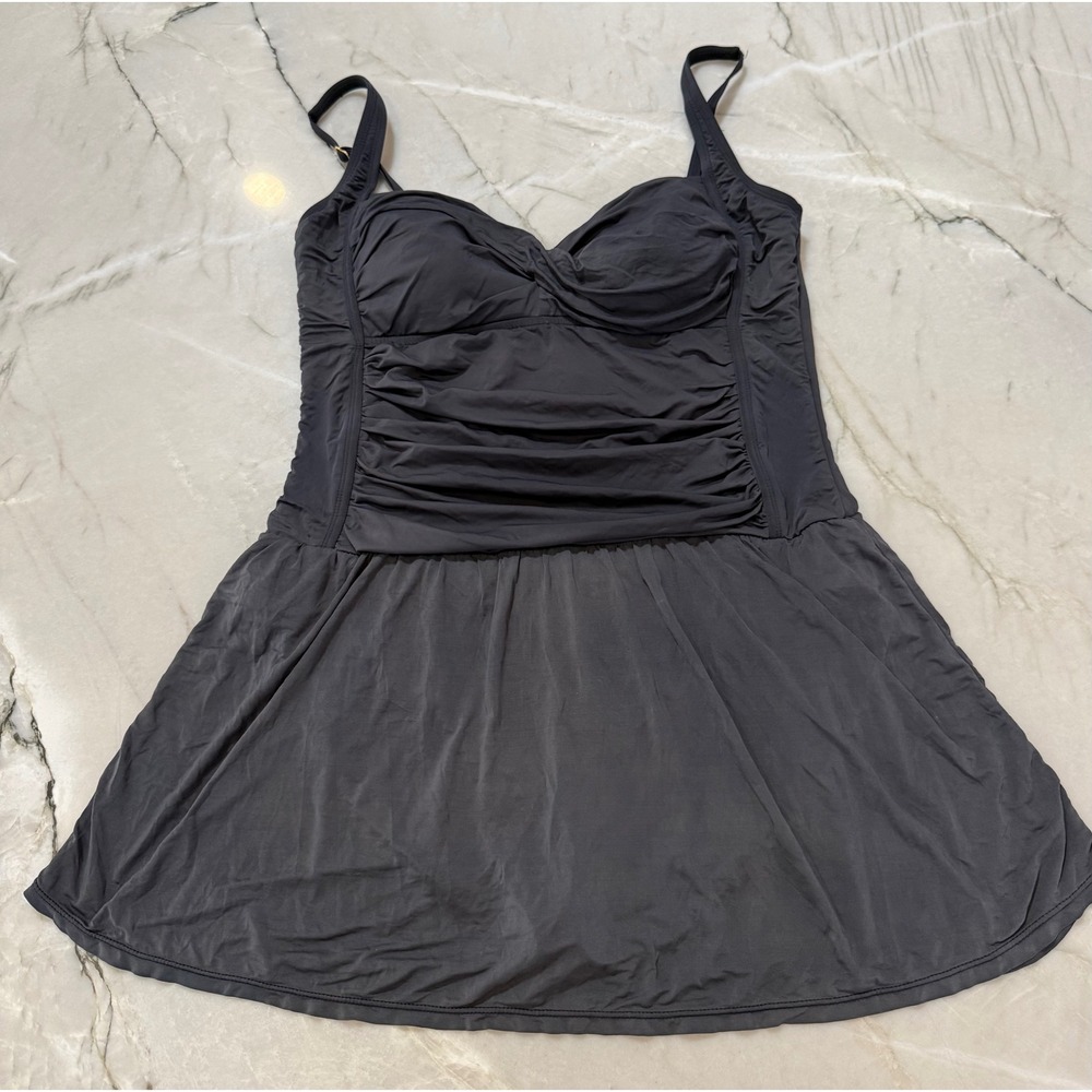 Rose Marie Reid One Piece Swim Dress Swimsuit Charcoal Gray - Women Size XXL